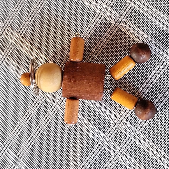 Wooden Handmade Figure Pin and Pendant